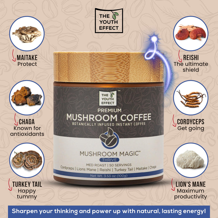 The Youth Effect – Mushroom Coffee – 6 Superfood Mushrooms – 100 g