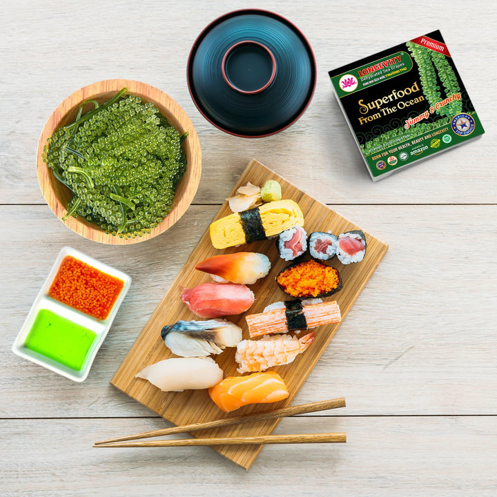 Longevity – Sea Grapes Umibudo Green Caviar – Original – 6 Pack – Dehydrated saltwater marinated