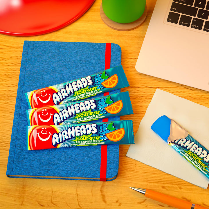Airheads Sour Blue Blast Candy Bars - 2 x Pack of 36 (15.6g Each) - Canadian Distribution - Ships Free Within Canada on Orders Above CAD $199
