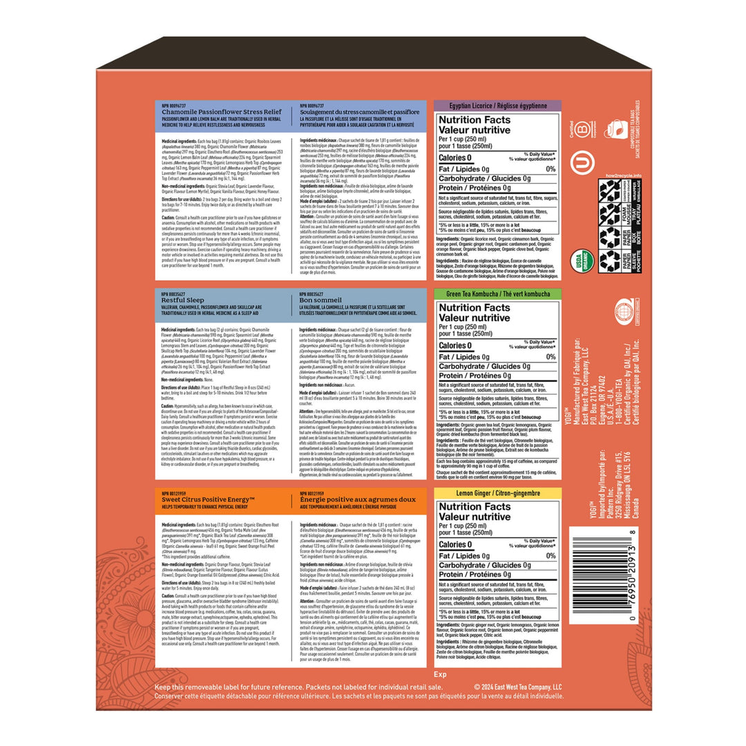 Yogi – Organic Tea Sampler – Assorted Wellness Teas – 45 Bags