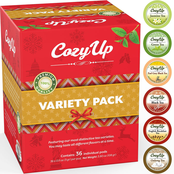 Cozy Up – Tea Variety Pack – 6 Flavours – 36 Count – For Keurig brewers