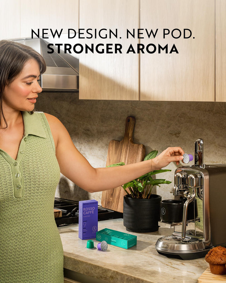 Rosso Caffè – Espresso Coffee Pods – Intense Dark Roast Variety – 120 Pods