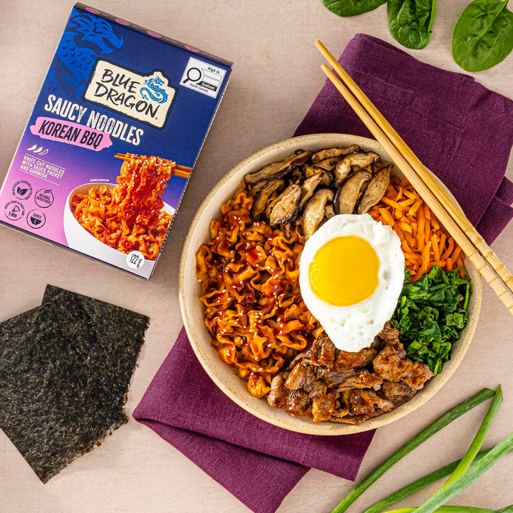Blue Dragon Saucy Noodles Korean BBQ 2 x 122g – Ready in 5 Minutes - Canadian Distribution - Ships Free Within Canada on Orders Above CAD $199