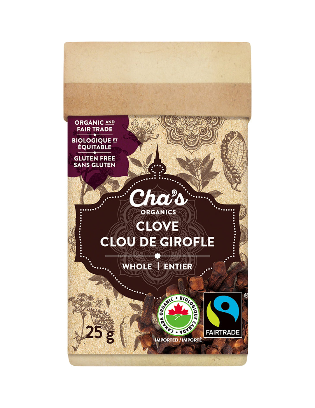 CHA'S ORGANIC Whole Clove - 25g - Canadian Distribution - Ships Free Within Canada on Orders Above CAD $199
