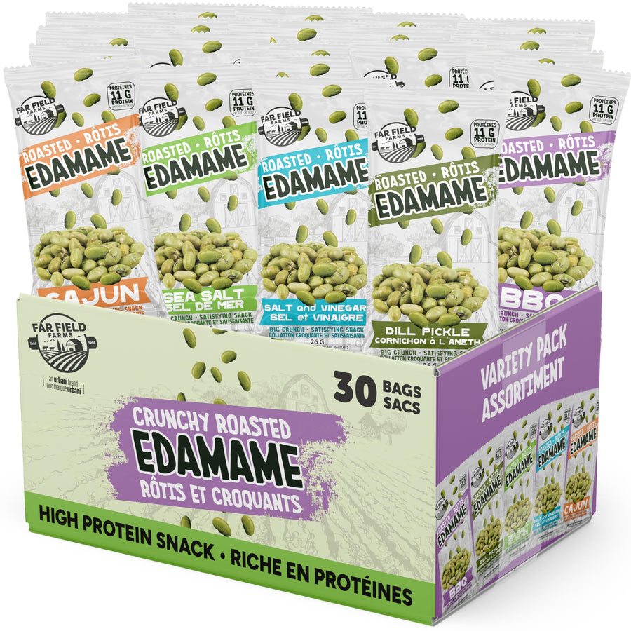 Far Field - Crunchy Edamame Variety Pack - 30 Bags - High Protein Snack