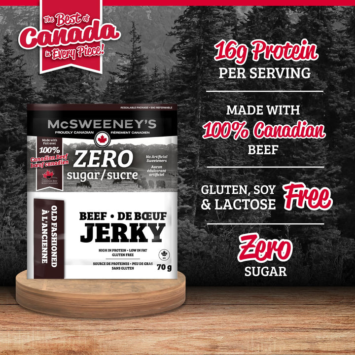 McSweeney's – Old Fashioned Beef Jerky ZERO Sugar – Sugar Free, Gluten Free, Keto – 70g x 12
