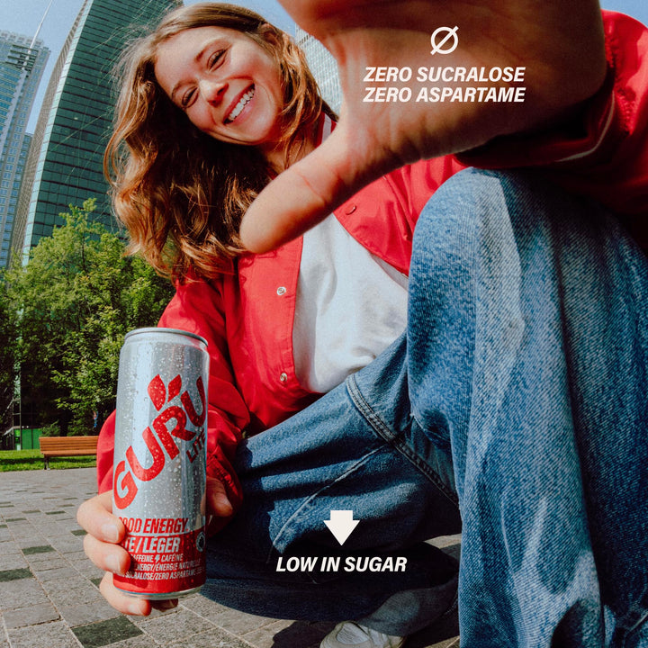 GURU – Lite Organic Energy Drink – Plant-Based Caffeine – 250mL x 24