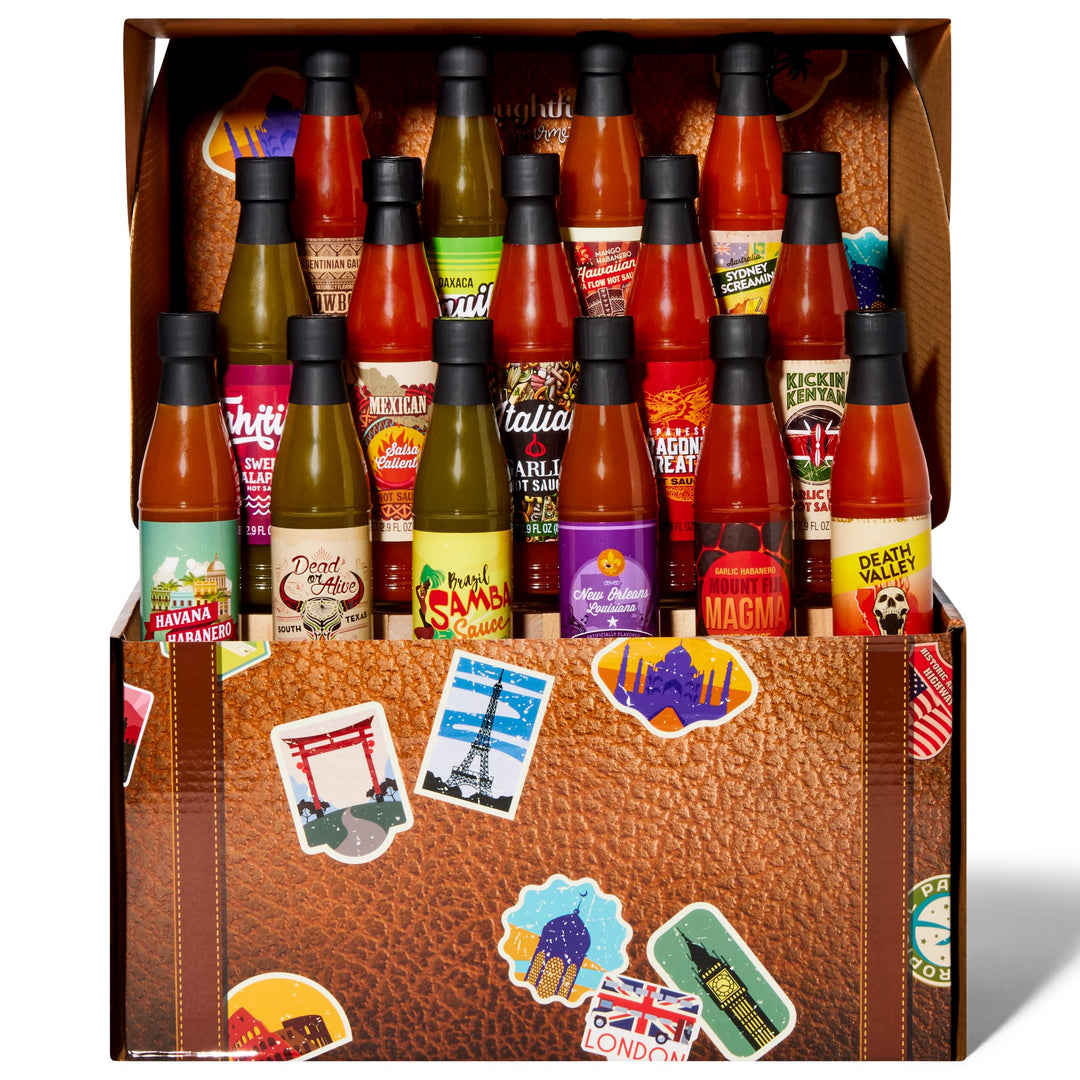 Thoughtfully – Hot Sauce Gift Set – World Traveler – 15 Pack – Global Flavours