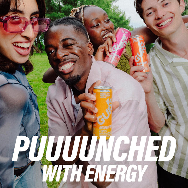 GURU – Organic Energy Drink – Tropical Punch – 24 × 355mL – Plant based caffeine