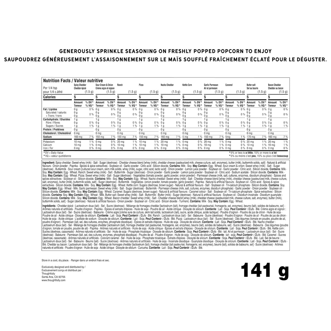 Thoughtfully – Popcorn Seasoning Sampler – 10 Flavours – Pack of 10