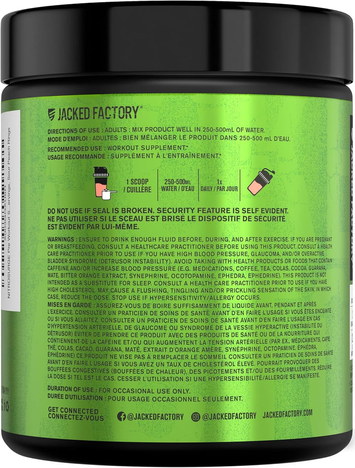 NITROSURGE – Pre Workout Powder – Sour Peach Rings – 30 Servings