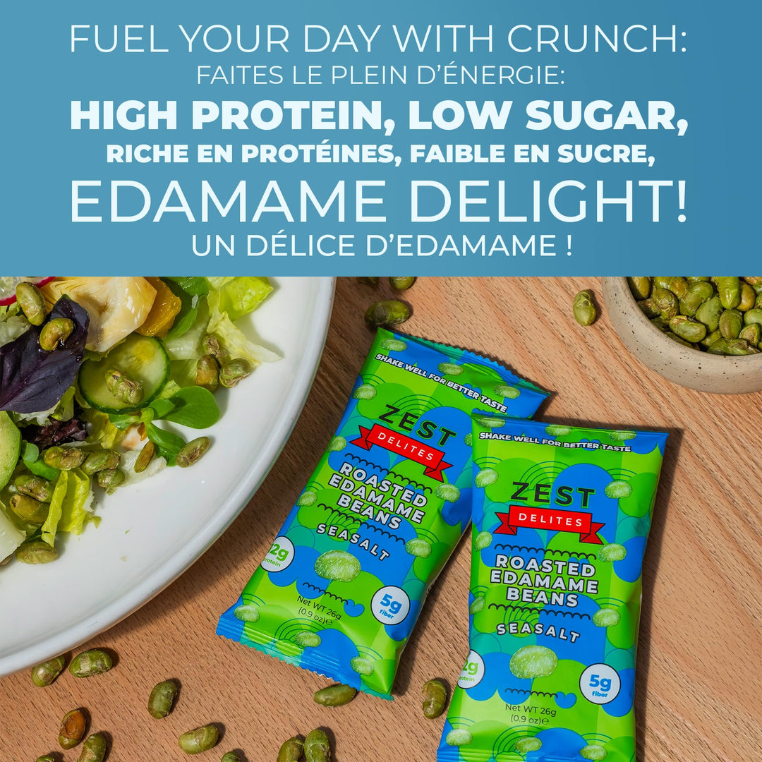 Zest Delites – Edamame Snack – Sea Salt / Sriracha / Buffalo – 26 g × 24 Packs
