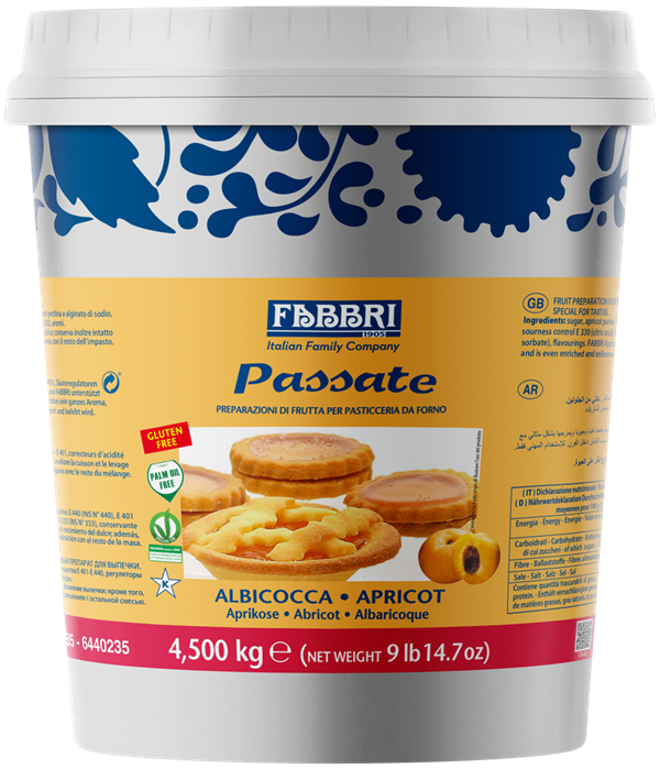 Fabbri APRICOT PUREE FOR TARTS AND CRÊPES - BAKE PROOF JAMS FOR PASTRY - 3 x 4.5KG Tin - Fabbri Canada