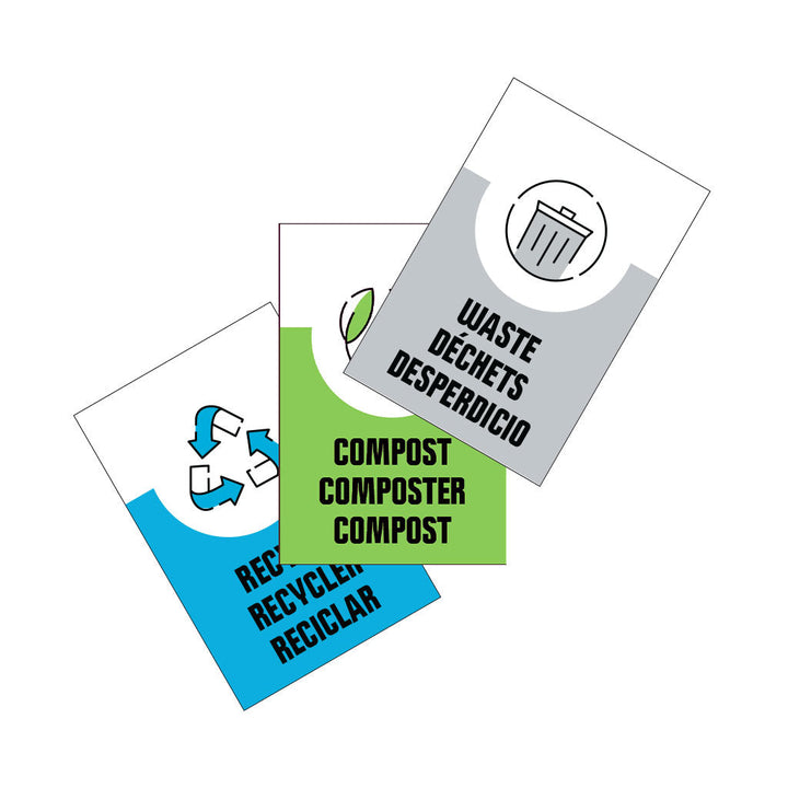 Slim Lid with Recycling/Organics/Waste Stations stickers - Sold By The Case
