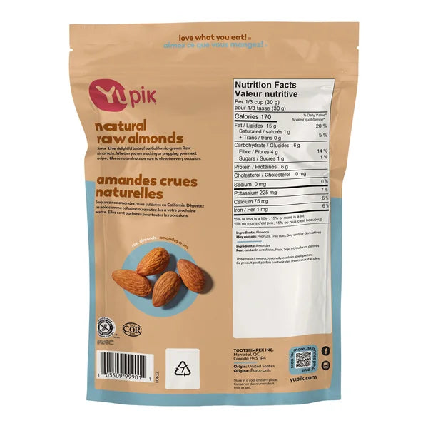 Raw Almonds - 4 x 3 kg - Yupik - Canadian Distribution - Ships Free Within Canada on Orders Above CAD $199