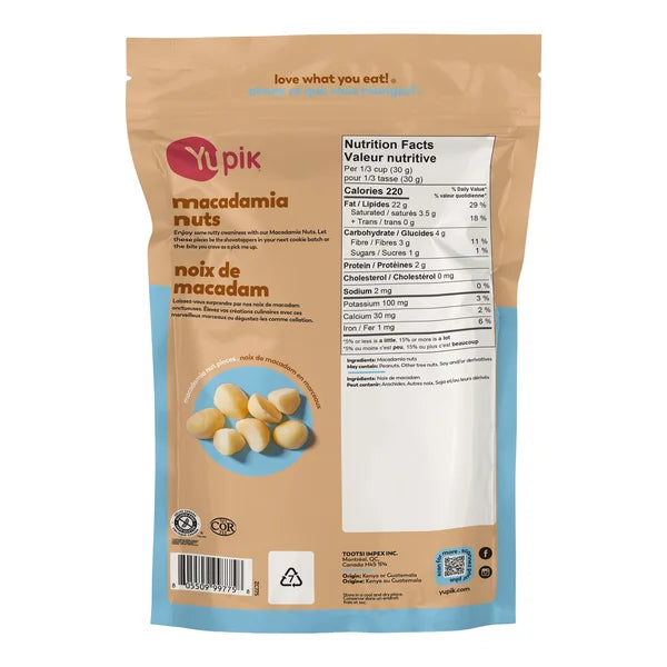 Macadamia Nuts - 4 x 1 kg - Yupik - Canadian Distribution - Ships Free Within Canada on Orders Above CAD $199