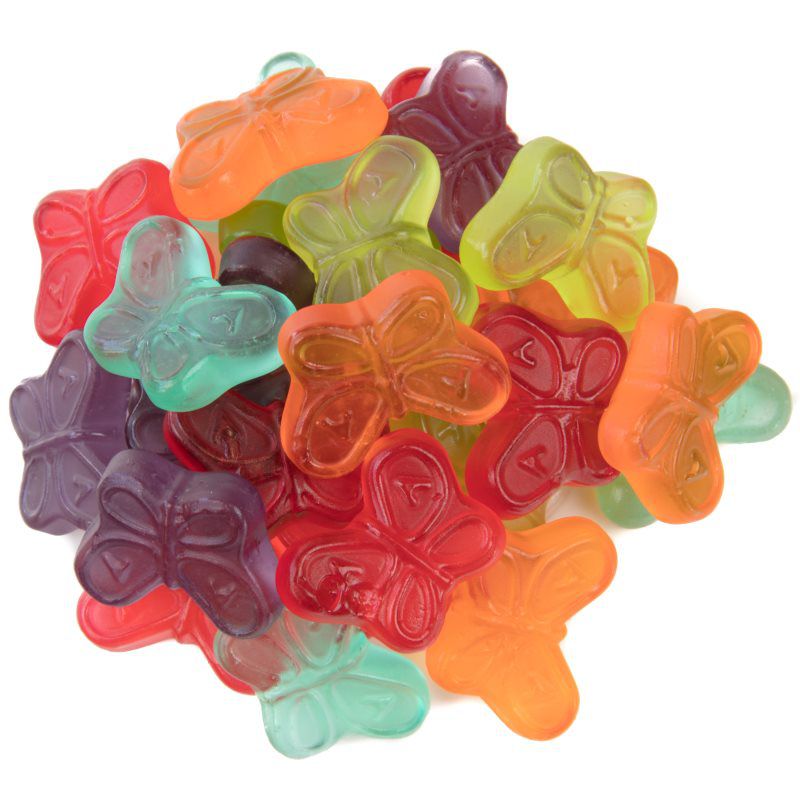 Gummi Butterflies - Mini Assorted Flavors Candy Toppings | TR Toppers G440-201 | Premium Dessert Toppings, Mix-Ins and Inclusions | Canadian Distribution