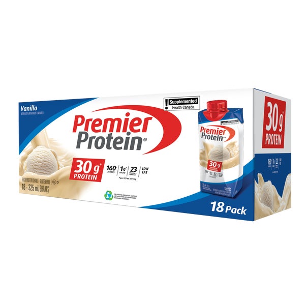 Vanilla Shake - 18 × 325 mL - Premier Protein - Health and Wellness - Canadian Distribution - Ships Free Within Canada on Orders Above CAD $199