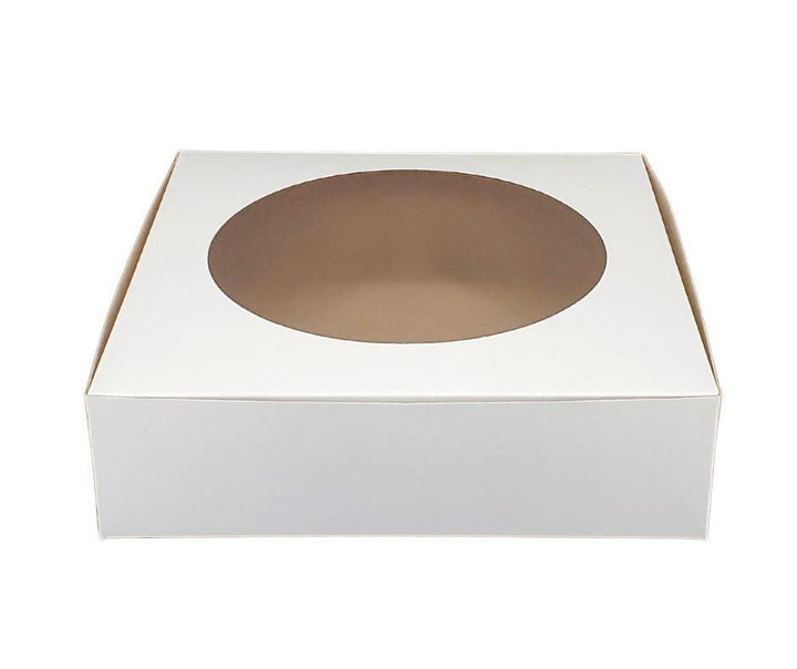 EB - Boîtes à gâteaux blanches - Avec fenêtre - 9x9x2.5 (Boîte à tarte)