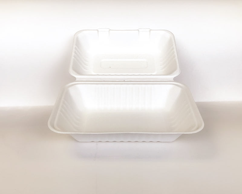 9" x 6"x 3" Sugarcane Clamshell 250cs BPI - Disposable Take Away Food Packaging - Canadian Distribution