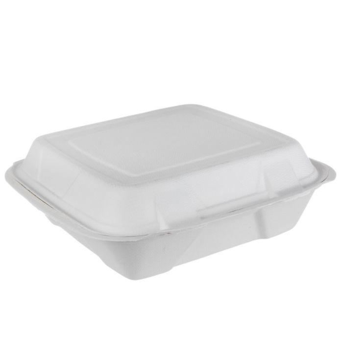 Container Food Bagasse Hinged 8 x 8 - 2 x 50 count - Ieco Food Boxes - Packaging and Accessories - Restaurant Supplies and Equipment - Canadian Distribution