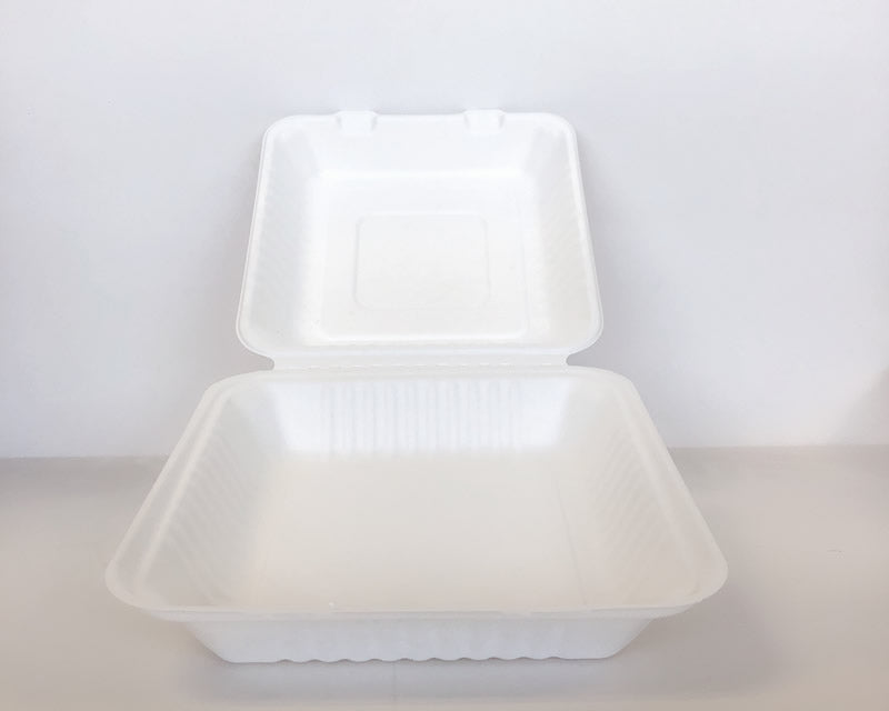 9" x 9" x 3" Sugarcane Clamshell 200cs BPI