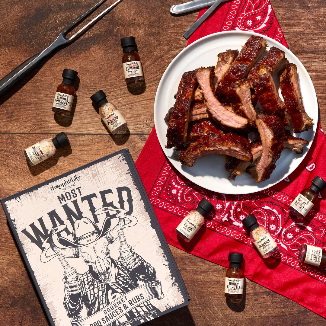 Thoughtfully – BBQ Sauce & Rub Gift Set – Western Theme – Set of 12