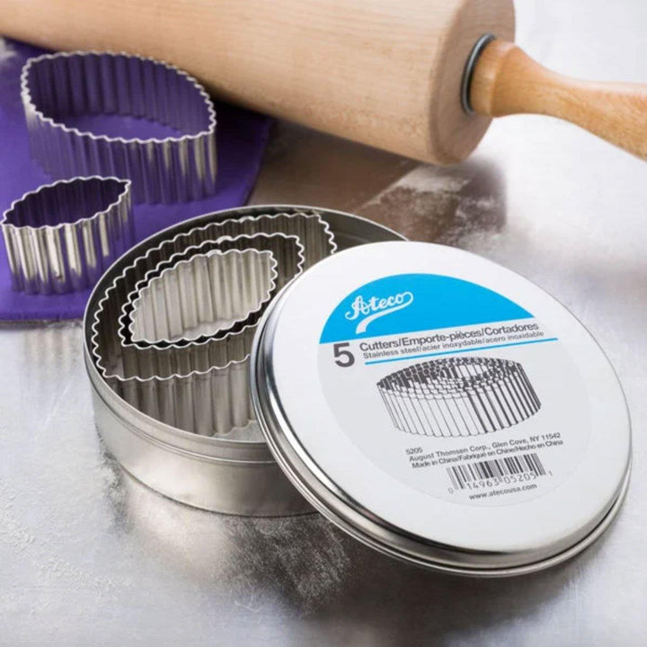 ATECO 5205 Fluted Football Cookie Cutter Set - Stainless Steel, Set of 5 - Canadian Distribution - Ships Free Within Canada on Orders Above CAD $199