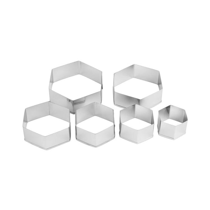 ATECO 5251 Plain Hexagon Cutter Set - Stainless Steel, Set of 6 - Canadian Distribution - Ships Free Within Canada on Orders Above CAD $199