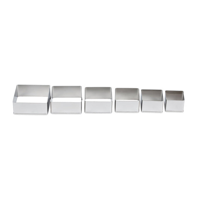 ATECO 5253 Plain Square Cutter Set - Stainless Steel, Set of 6 - Canadian Distribution - Ships Free Within Canada on Orders Above CAD $199