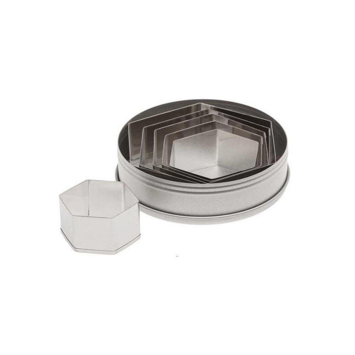 ATECO 5251 Plain Hexagon Cutter Set - Stainless Steel, Set of 6 - Canadian Distribution - Ships Free Within Canada on Orders Above CAD $199