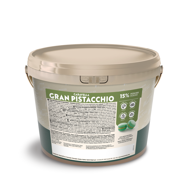 Caravella Gran Pistachio 15% Smooth Filling - Spreadable Cream - 5 KG Bucket - Master Martini Canada - Canadian Distributor