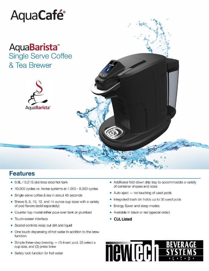 AquaCafe - Model: ACB - Single Serve Pod Brewer - Plumbed In & Pour Over All in One - Foodservice Canada