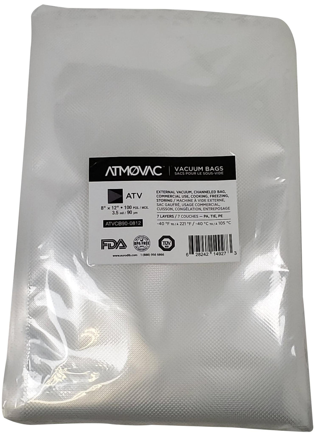 Atmovac - 8" x 12" - Channeled Vacuum Bags  03/22