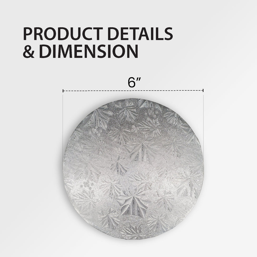 Enjay - Cake Board - Round - Silver - 6x1/4
