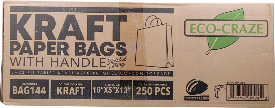 Eco-Craze - 10x5x13 Kraft Paper Bag - Twisted Handle - 250 count