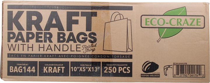 Eco-Craze - 10x5x13 Kraft Paper Bag - Twisted Handle - 250 count