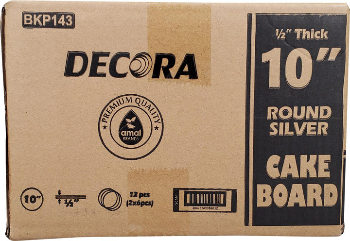 Decora - Plateau à gâteau rond de 25,4 cm (10 po) x 1,3 cm (1/2 po) - Argent