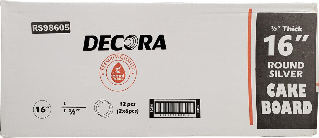 Decora - 16" 1/2" Round Cake Drum - Silver