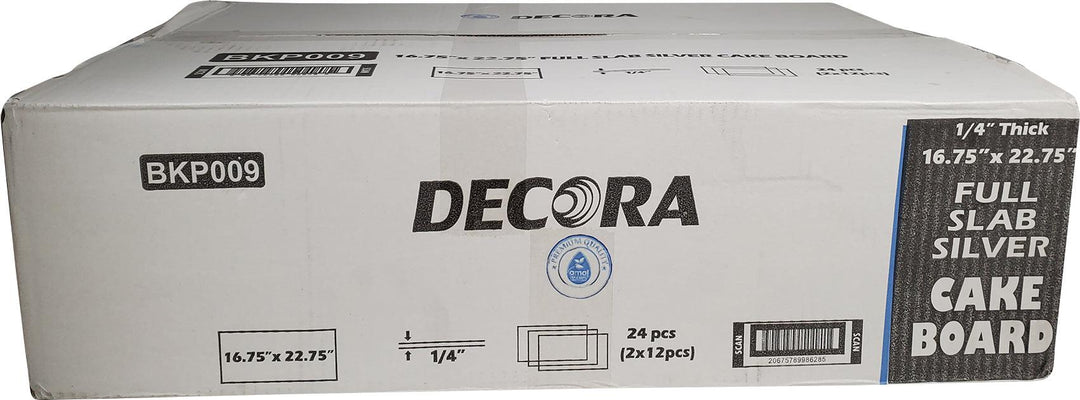 Decora - Full Slab 16 3/4 x 22 3/4 X 1/4" Thick Cake Board - Silver - FS-98628