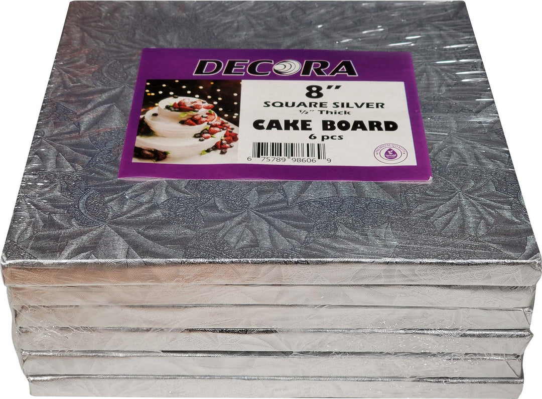 Decora - 8" Square 1/2" Thick Cake Board - Silver - SS-98606