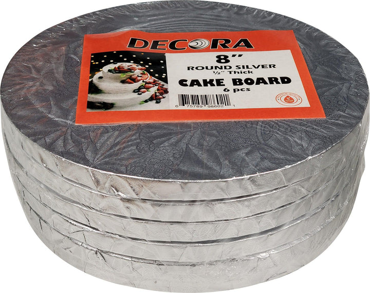 Decora - 8" Round 1/2" Thick Cake Board - Silver - RS-98602