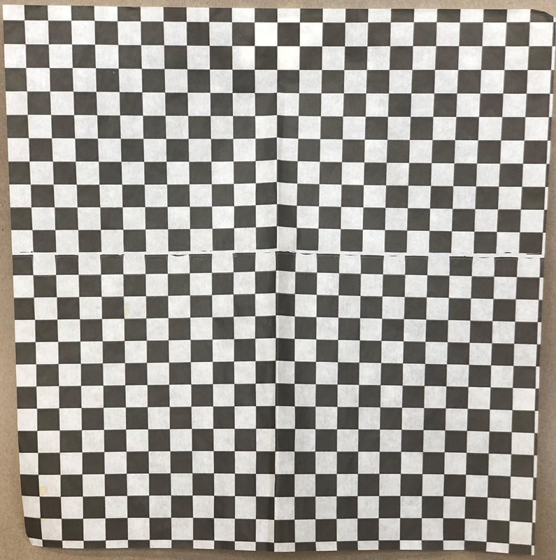 12" x 12" Checkered Grease Proof Deli/Basket Liner - Red/Blue/Black - 2000cs