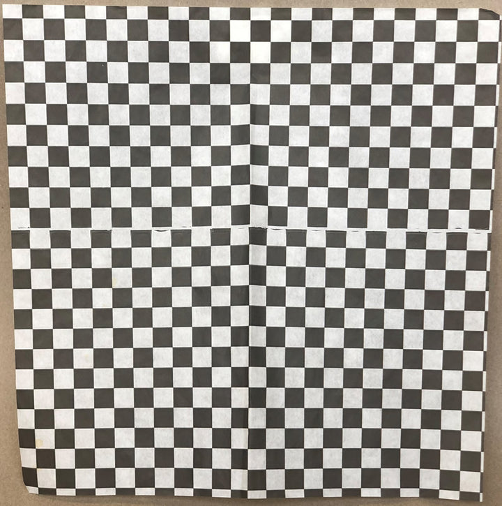 12" x 12" Checkered Grease Proof Deli/Basket Liner - Red/Blue/Black - 2000cs