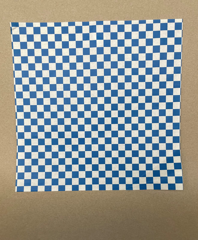 12" x 12" Checkered Grease Proof Deli/Basket Liner - Red/Blue/Black - 2000cs - Disposable Take Away Food Packaging - Canadian Distribution