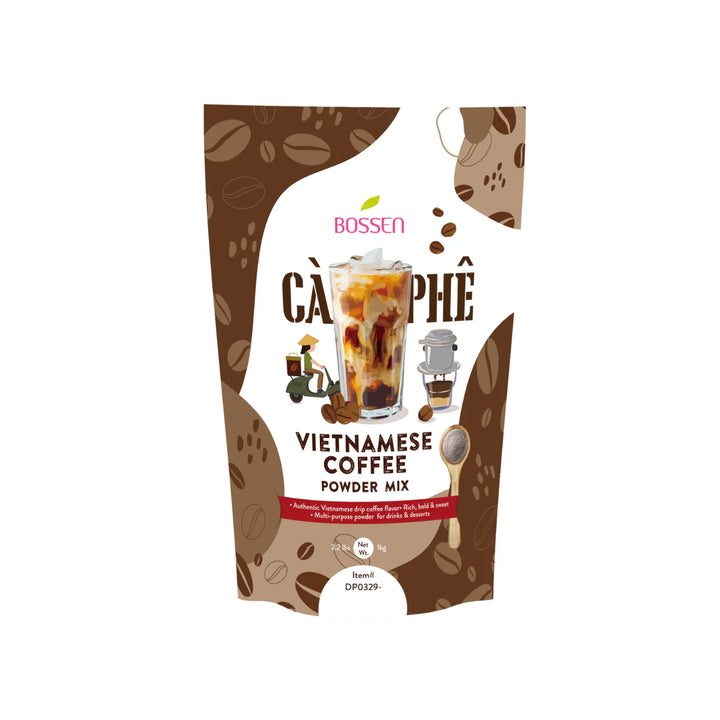 Packaging of Bossen Vietnamese Coffee Powder Mix on a white background