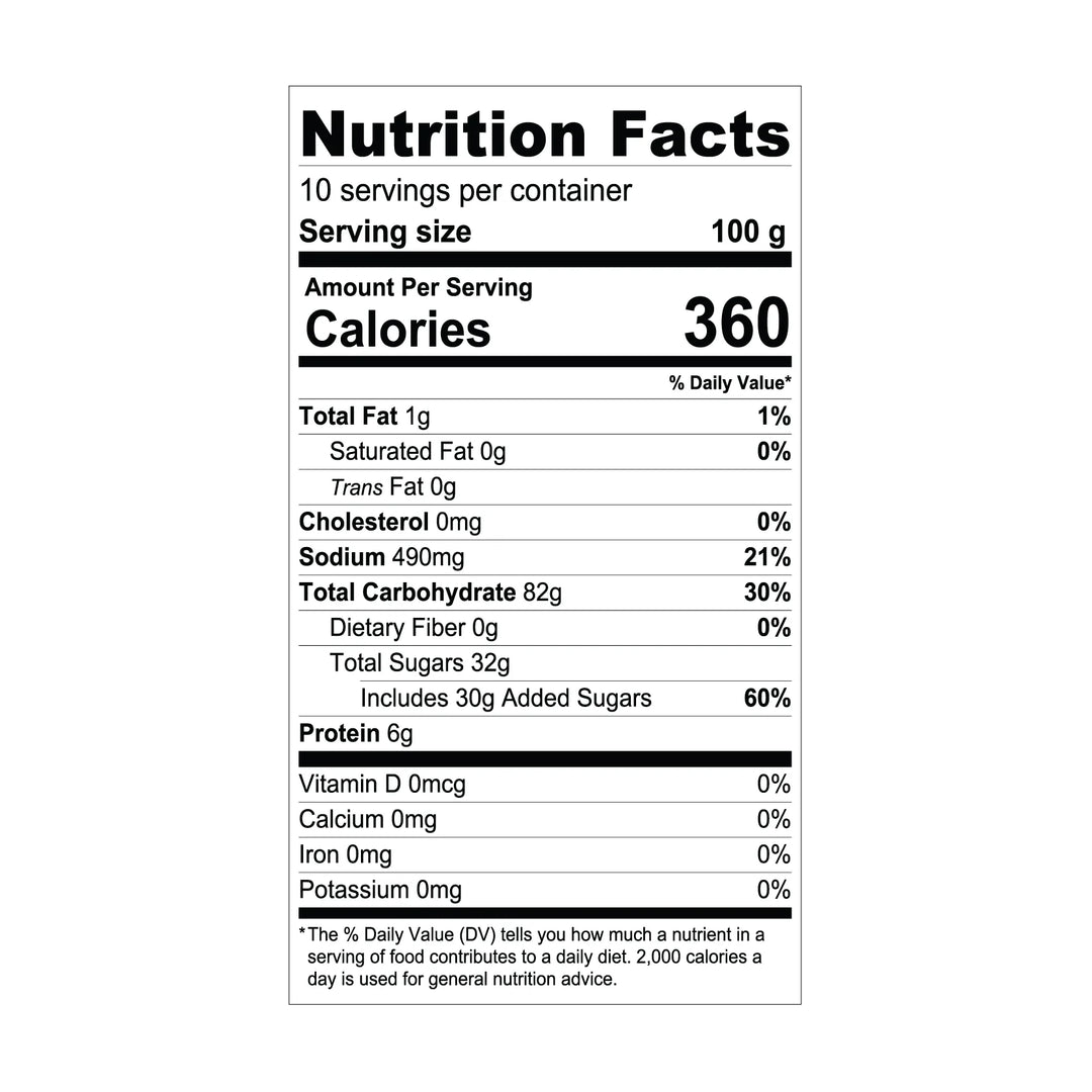 Nutrition facts label for a food product on a white background