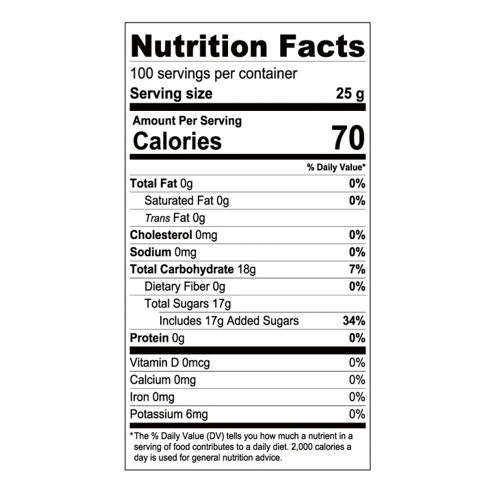 Honeydew Fruit Syrup Nutritional Information