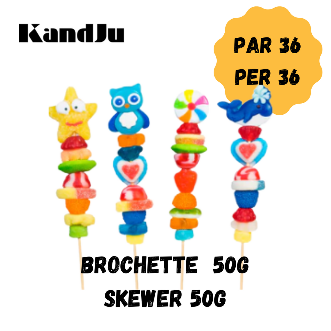 Kand Ju Candy Skewers - Case of 36 x 50g Skewers - Premium Candies & Gummies