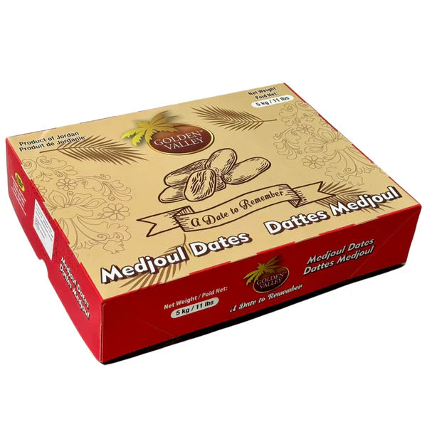 Medjool (Medjoul) Dates - Jumbo - 5 KG Box - Jordan River Dates - Canadian Distribution - Ships Free Within Canada on Orders Above CAD $199